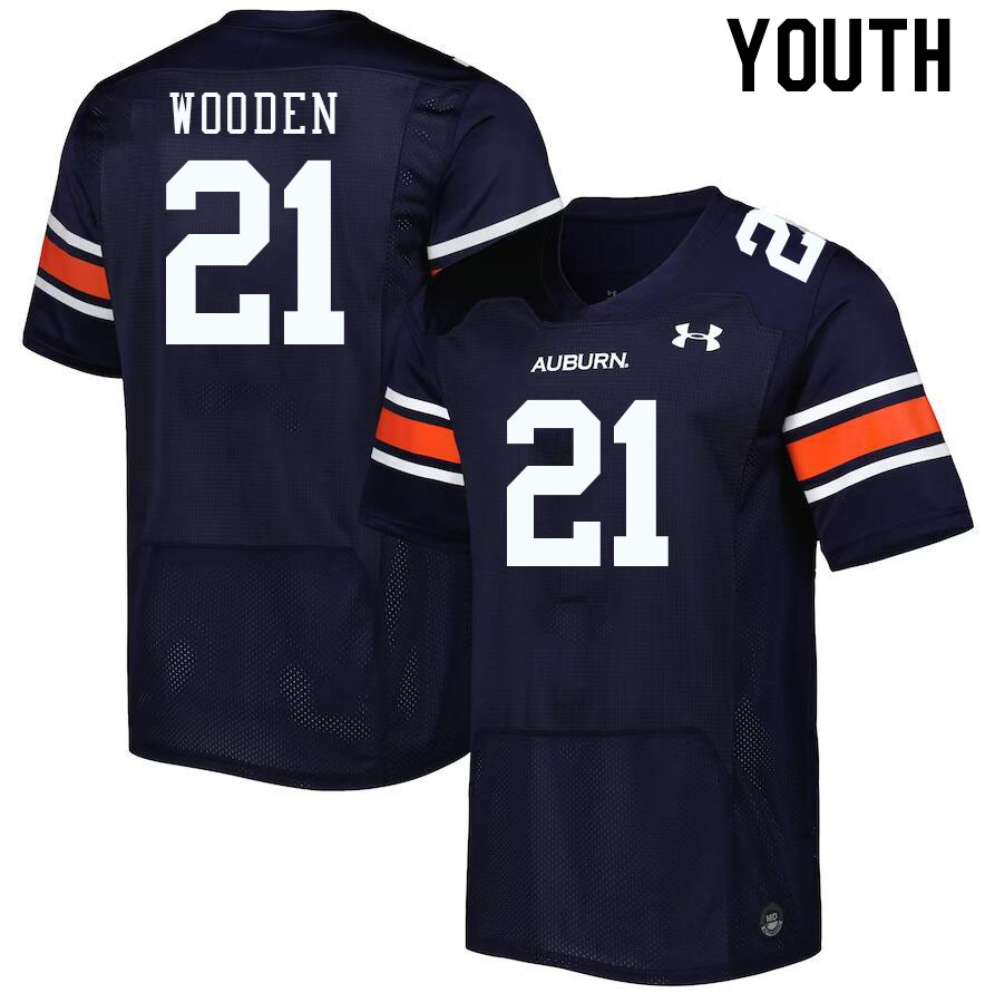 Youth Auburn Tigers #21 Caleb Wooden Navy 2023 College Stitched Football Jersey